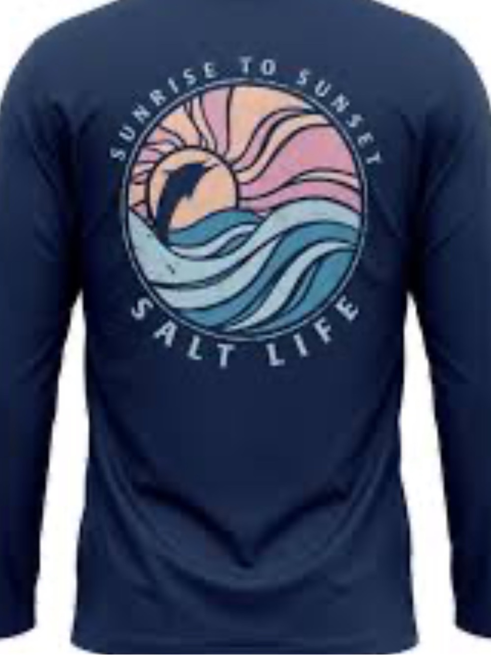 Salt Life Navy Long Sleeve Tee with Pastel Sunrise Graphic